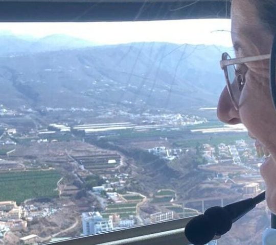 Flying in helicopter over the south coast of Tenerife