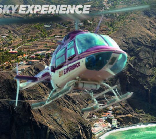 Flying in a helicopter over Tenerife